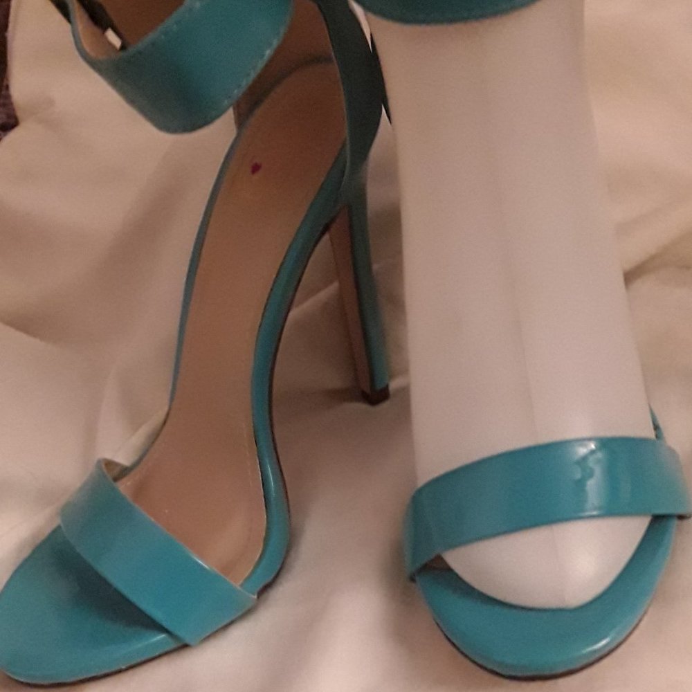 Blue Ankle Strap Stiletto Heels By Heart In D